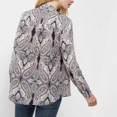 Pink paisley print 2 in 1 blouse